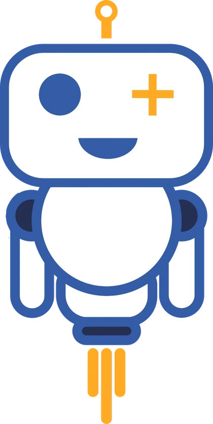 The Invent Better mascot presenting the figures