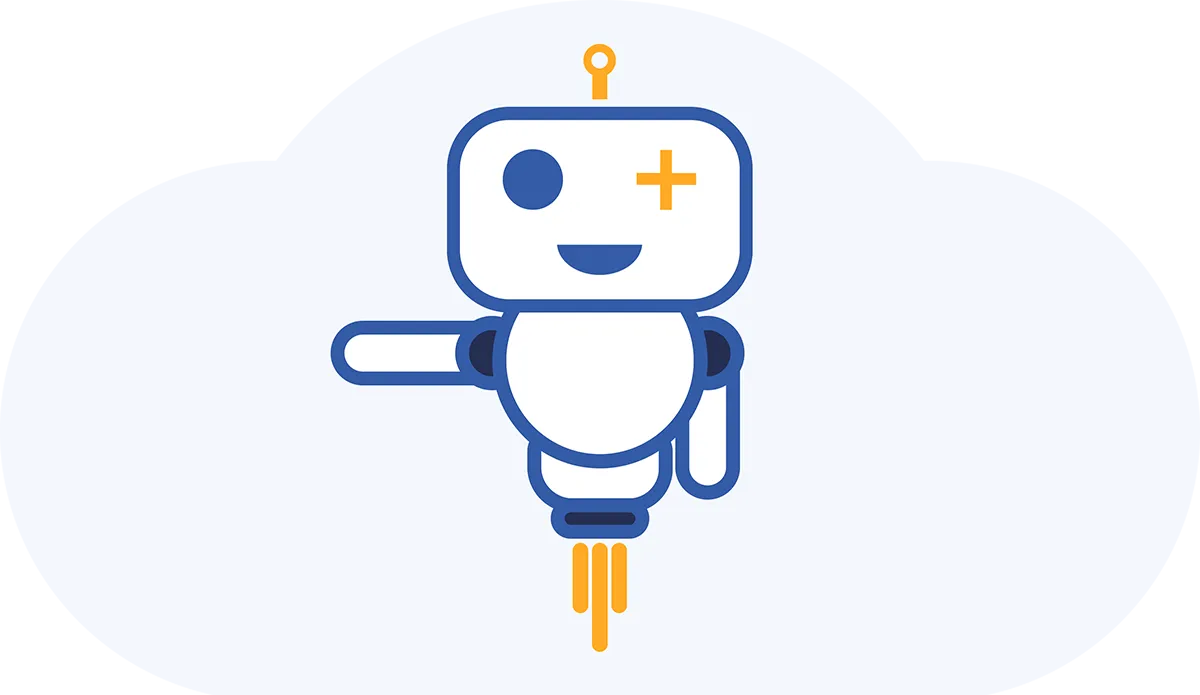 Our adorable robot showing text