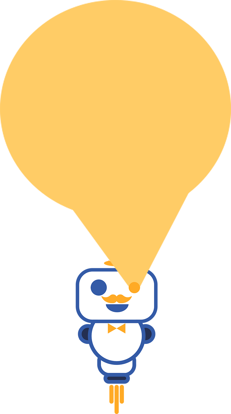 Our super mascot showing you information.