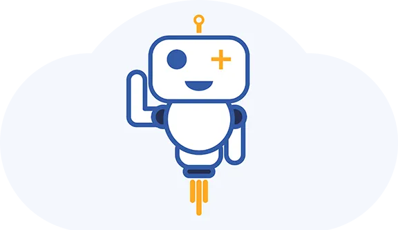 Our adorable robot showing text