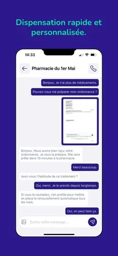 Sending a prescription from the chat for fast dispensing
